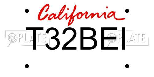T32BEI California License Plate
