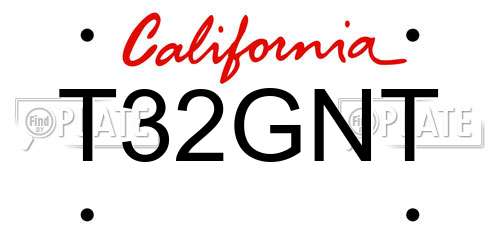 T32GNT California License Plate