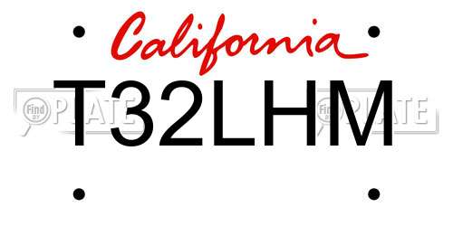 T32LHM California License Plate