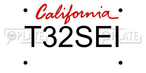 T32SEI California License Plate
