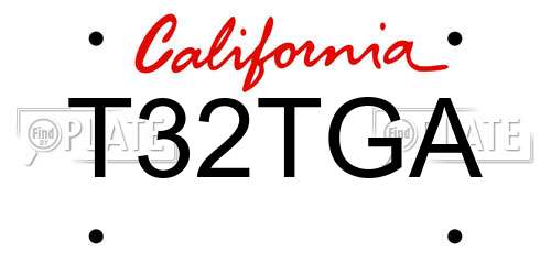 T32TGA California License Plate