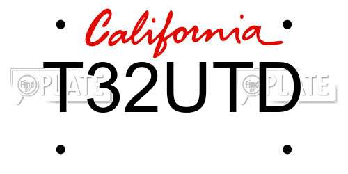T32UTD California License Plate