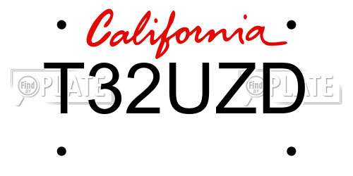 T32UZD California License Plate