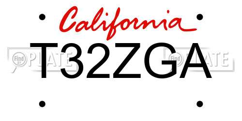 T32ZGA California License Plate