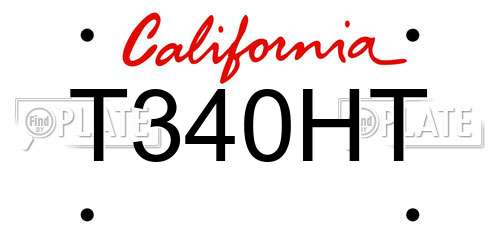 T340HT California License Plate