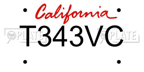 T343VC California License Plate