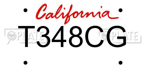 T348CG California License Plate