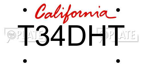 T34DHT California License Plate