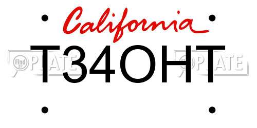 T34OHT California License Plate