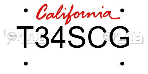 T34SCG California License Plate