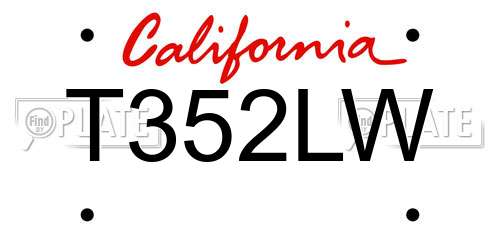 T352LW California License Plate
