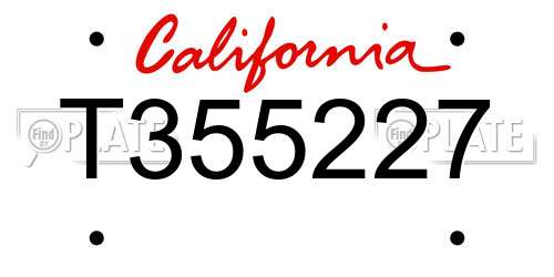 T355227 California License Plate