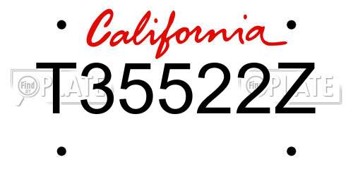 T35522Z California License Plate
