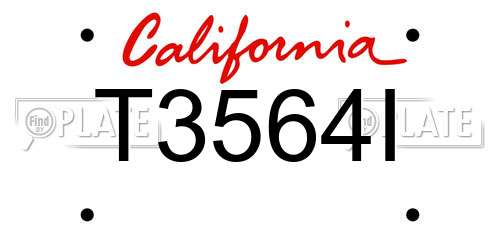T3564I California License Plate