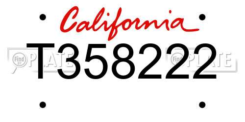 T358222 California License Plate