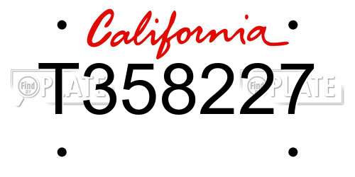 T358227 California License Plate