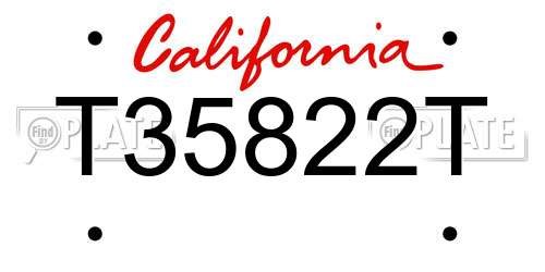 T35822T California License Plate
