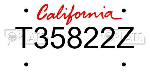 T35822Z California License Plate