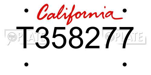 T358277 California License Plate