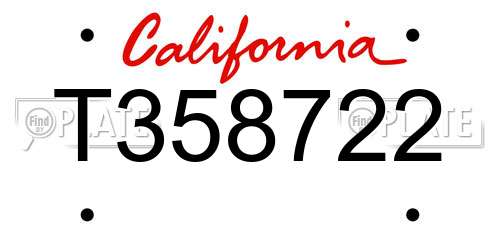 T358722 California License Plate