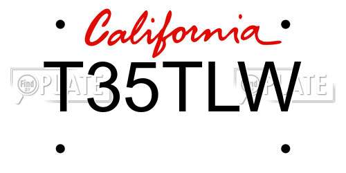 T35TLW California License Plate