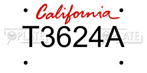 T3624A California License Plate