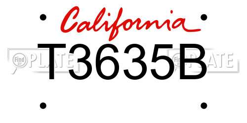 T3635B California License Plate