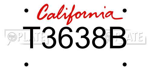 T3638B California License Plate