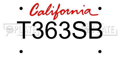 T363SB California License Plate