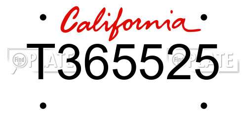 T365525 California License Plate
