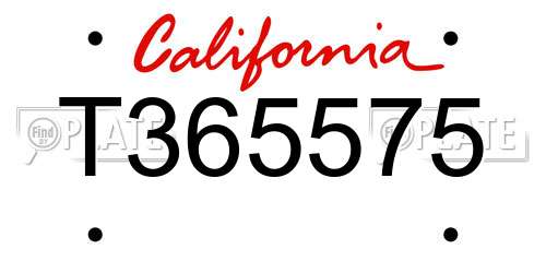 T365575 California License Plate