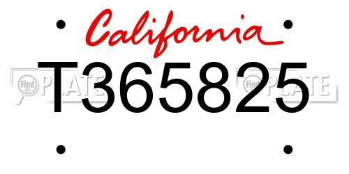 T365825 California License Plate