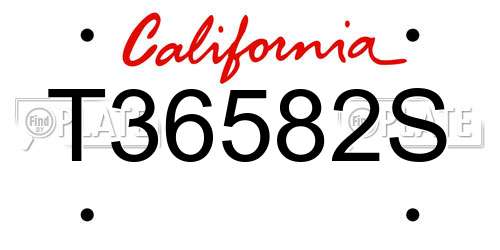 T36582S California License Plate