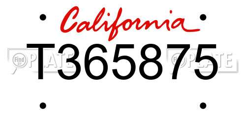 T365875 California License Plate