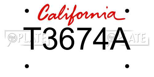 T3674A California License Plate