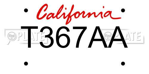 T367AA California License Plate