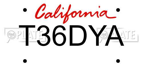 T36DYA California License Plate