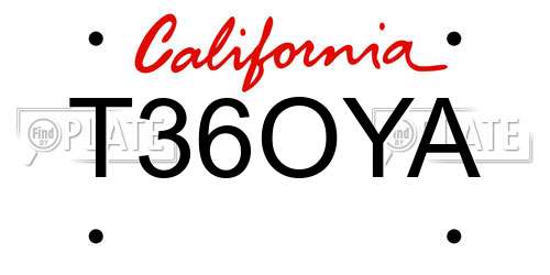 T36OYA California License Plate