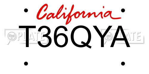 T36QYA California License Plate