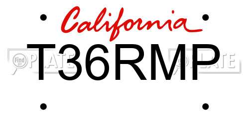 T36RMP California License Plate