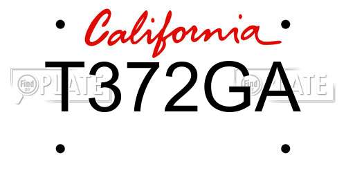 T372GA California License Plate