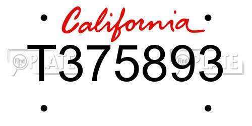 T375893 California License Plate