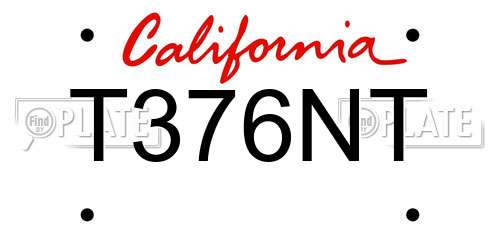 T376NT California License Plate