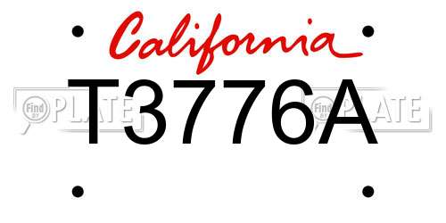 T3776A California License Plate