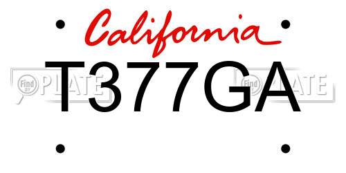 T377GA California License Plate