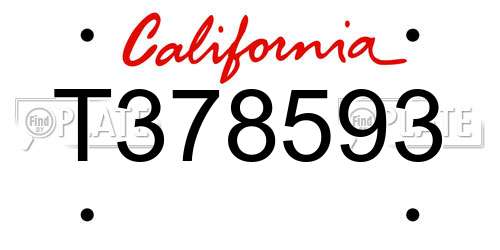 T378593 California License Plate