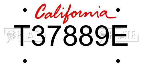 T37889E California License Plate