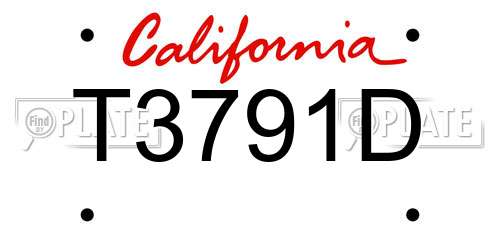 T3791D California License Plate