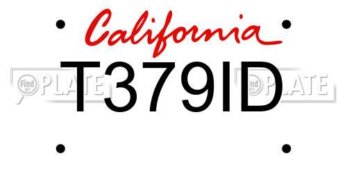 T379ID California License Plate