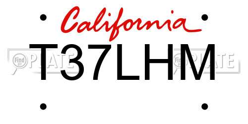 T37LHM California License Plate